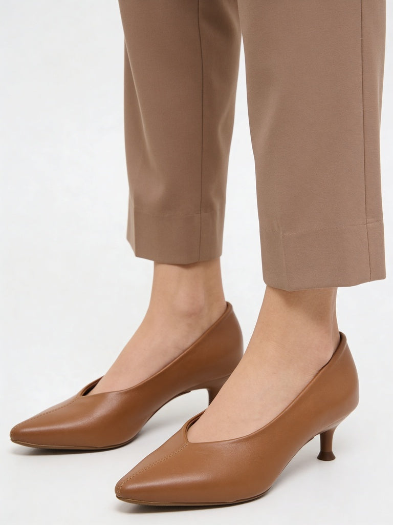 LUNA BLU Tan Kitten Heel Pump Shoes