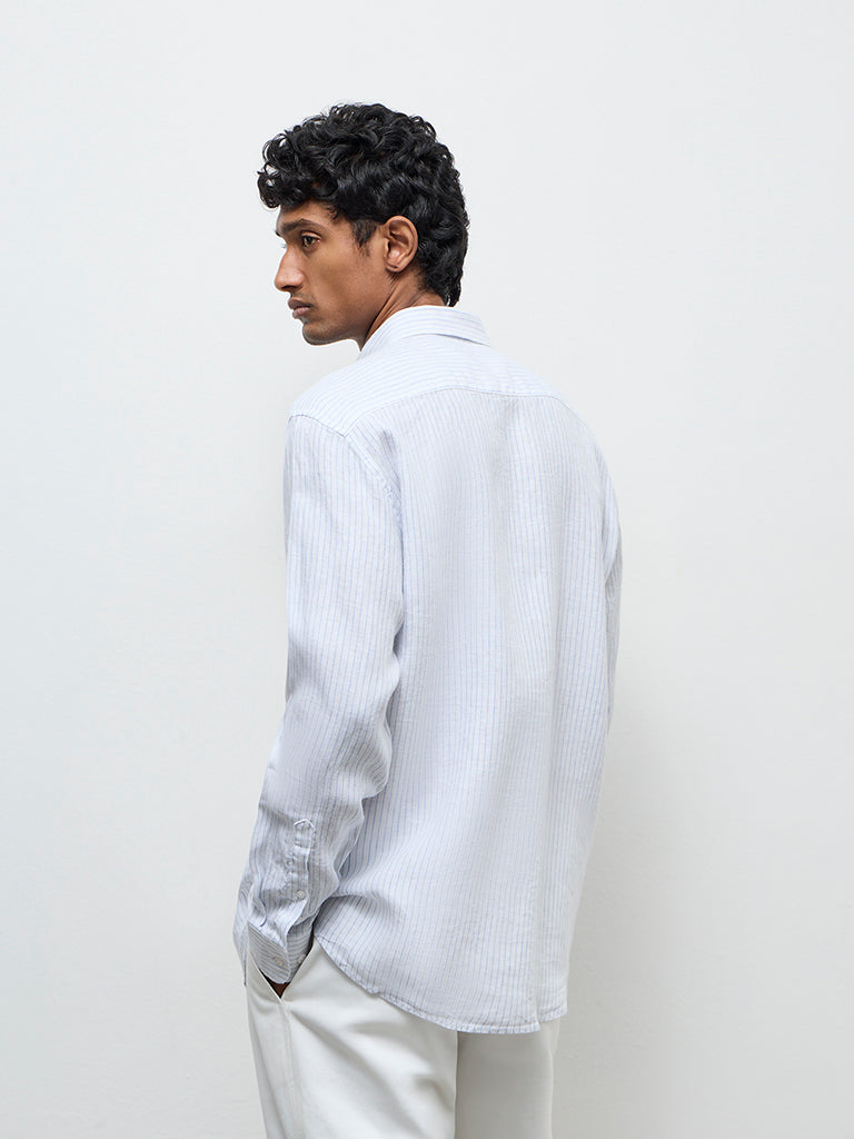 Ascot Off-White Striped Relaxed-Fit Linen Shirt