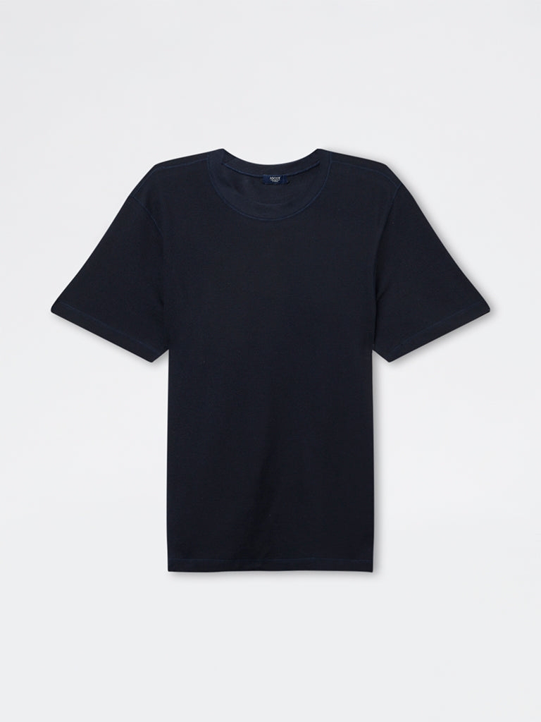 Ascot Navy Relaxed-Fit Cotton T-Shirt