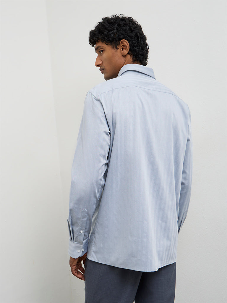 WES Formals Grey Slim-Fit Cotton Shirt