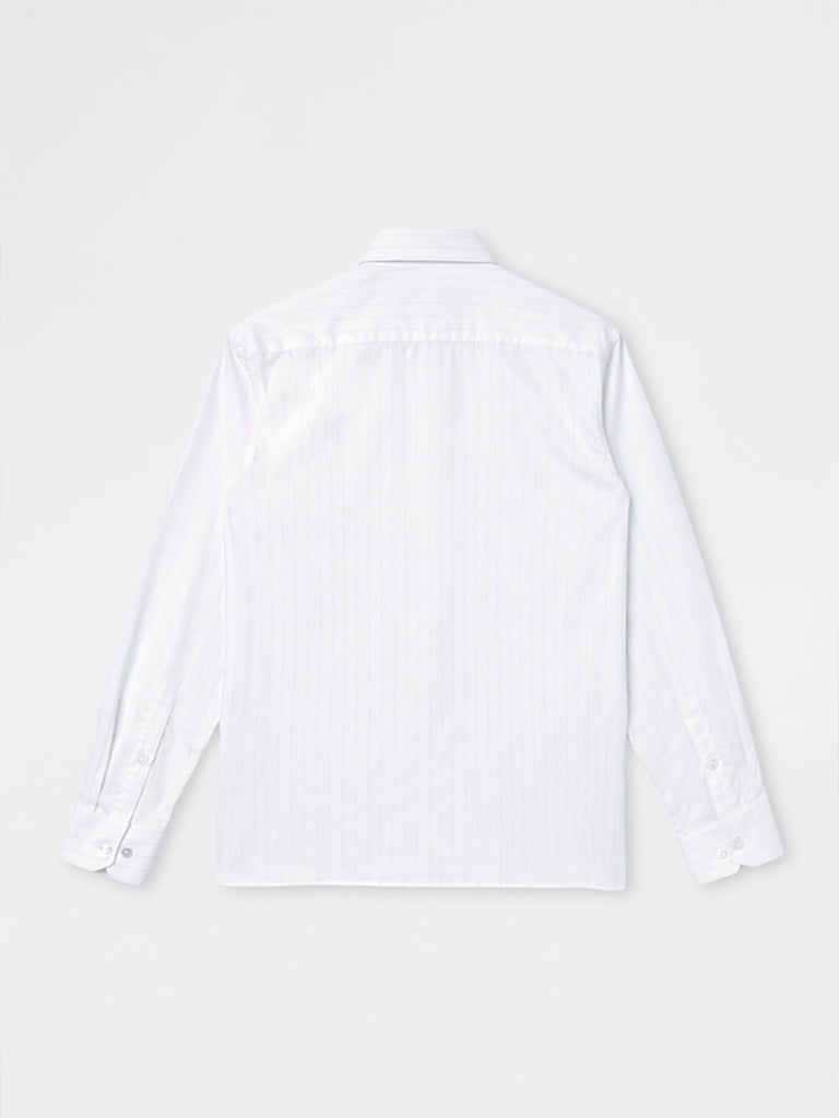WES Formals Pink Striped Slim-Fit Cotton Shirt