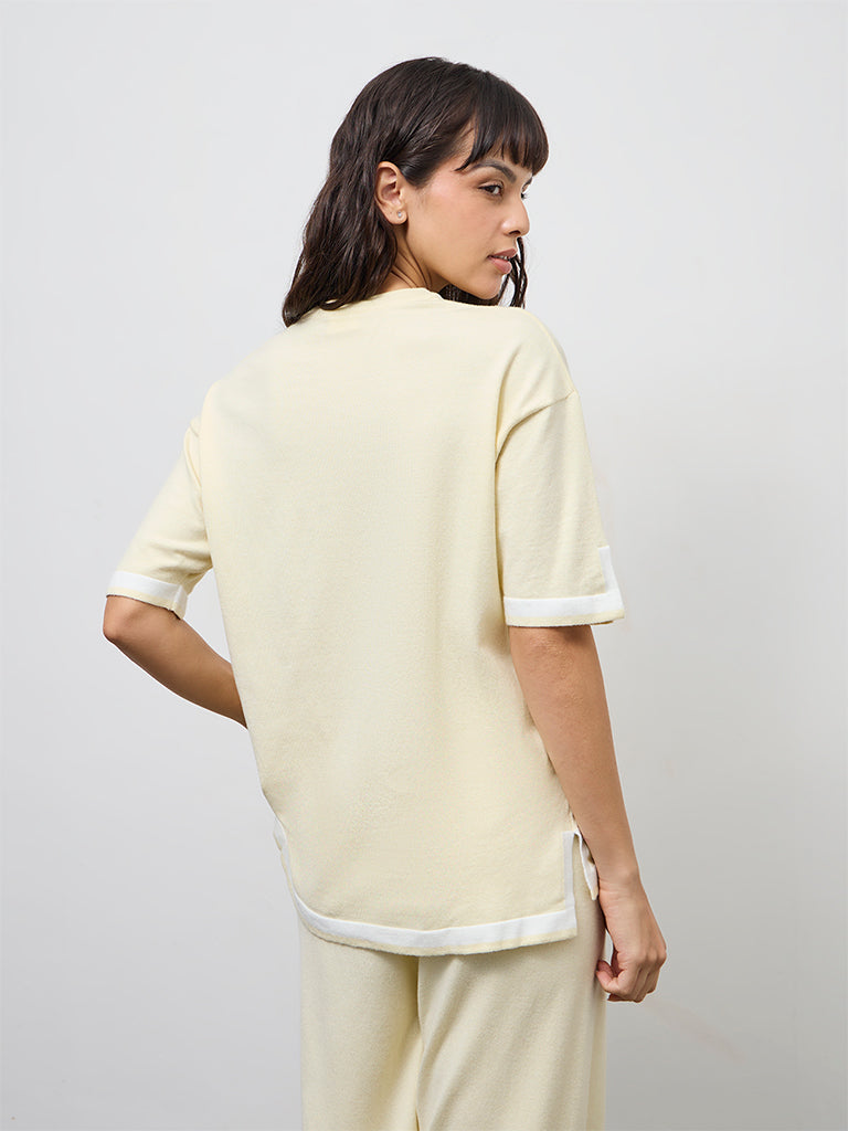 Wunderlove Light Yellow Contrast Detailed Top
