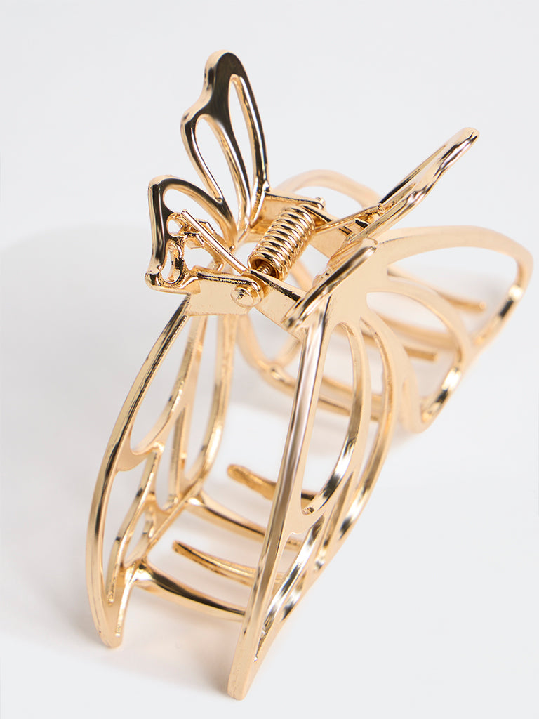 Westside Accessories Gold Butterfly-Design Claw Clip