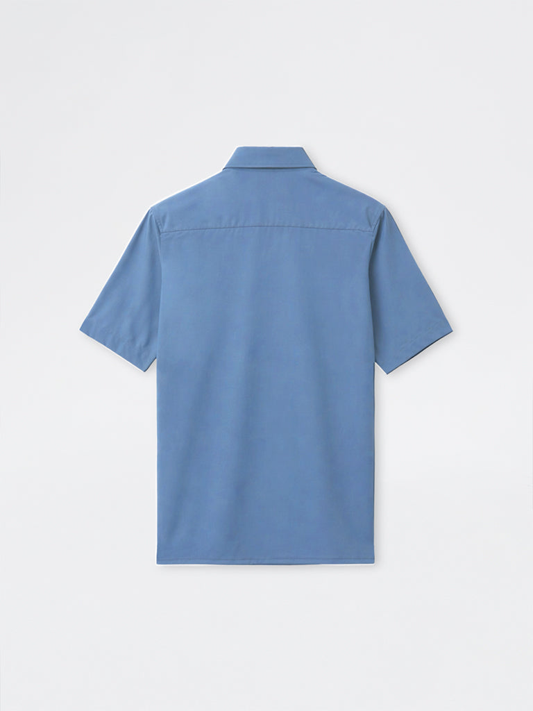 WES Formals Dusty Blue Slim-Fit Shirt