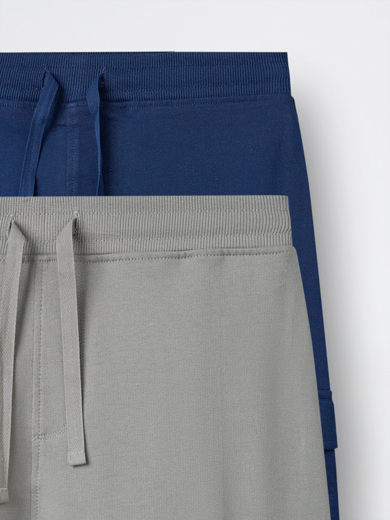 2-Pack HOP Kids Boys Multicolour Solid Mid-Rise Cotton Joggers - Exclusive