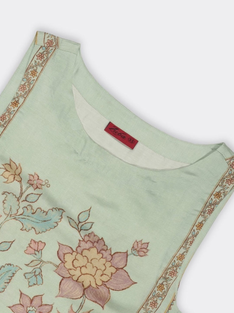 Zuba Aqua Floral Printed Straight Kurta