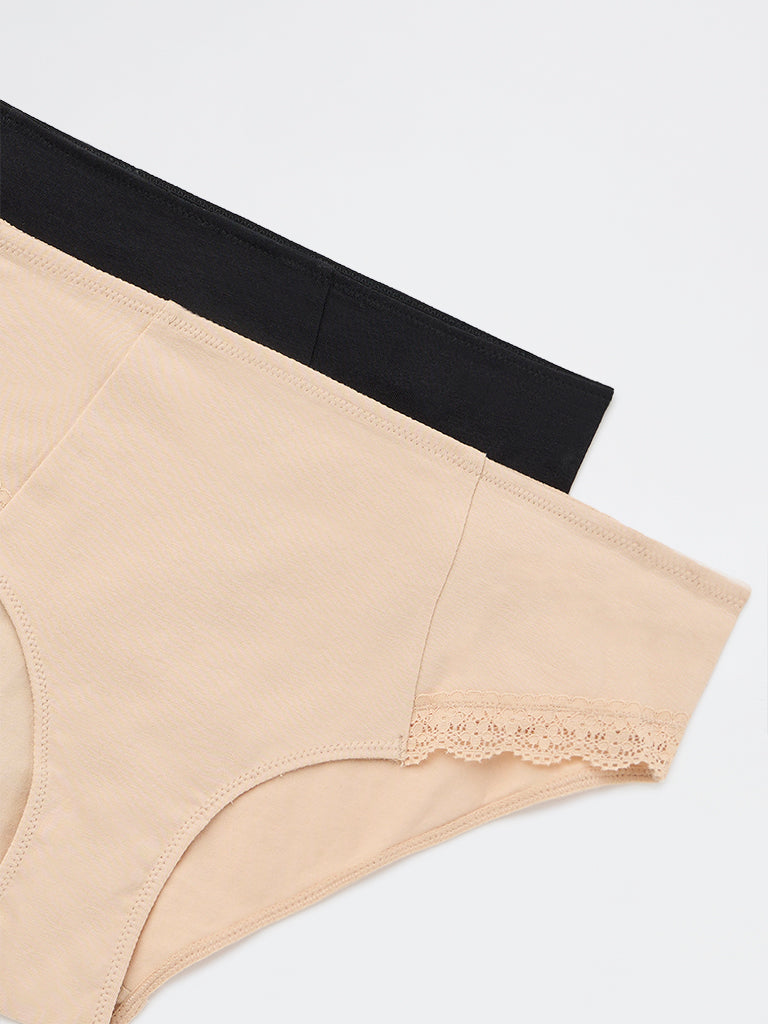 Wunderlove 2-Pack Lace-Detailed Cotton-Blend Hipster Briefs