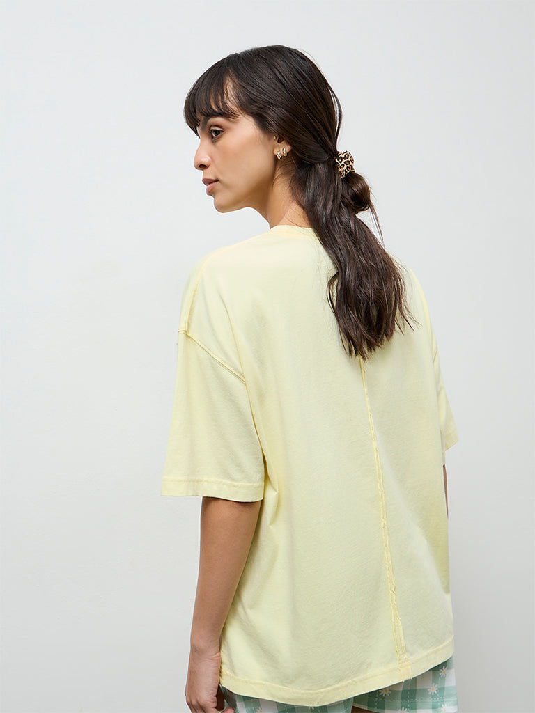 Wunderlove Yellow Text Design Cotton T-Shirt