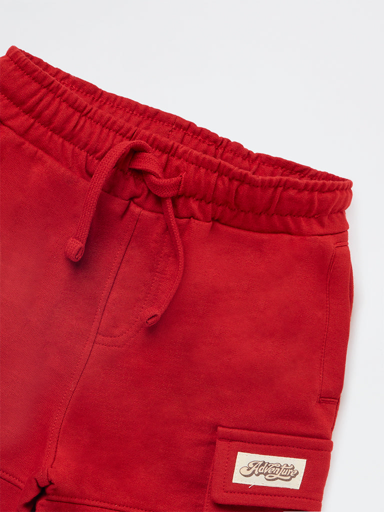 HOP Kids Boys Red Mid-Rise Shorts