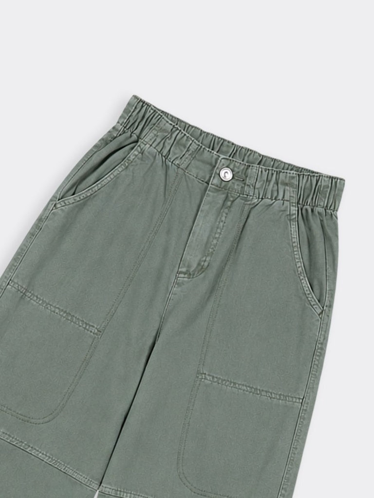Girls Sage Pocket Mid-Rise Regular Fit Cotton Cargo Pants