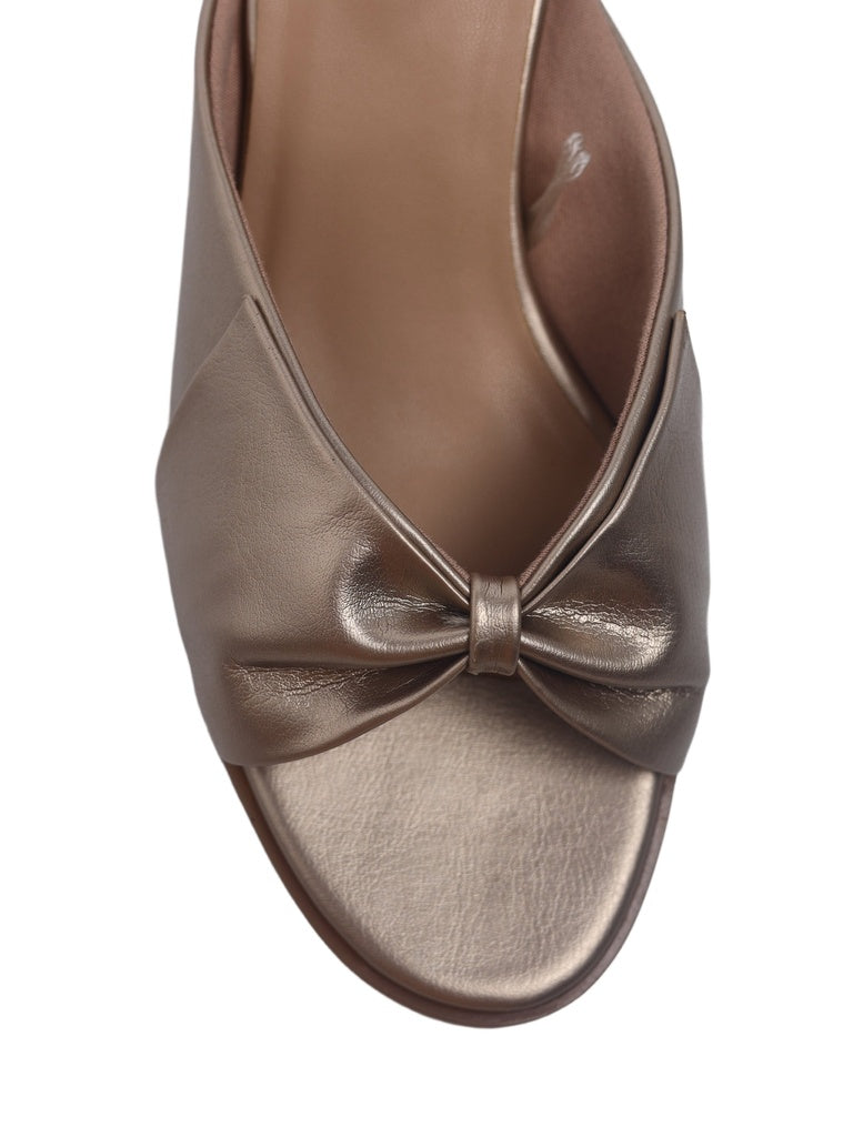LUNA BLU Champagne Round Heel Sandals
