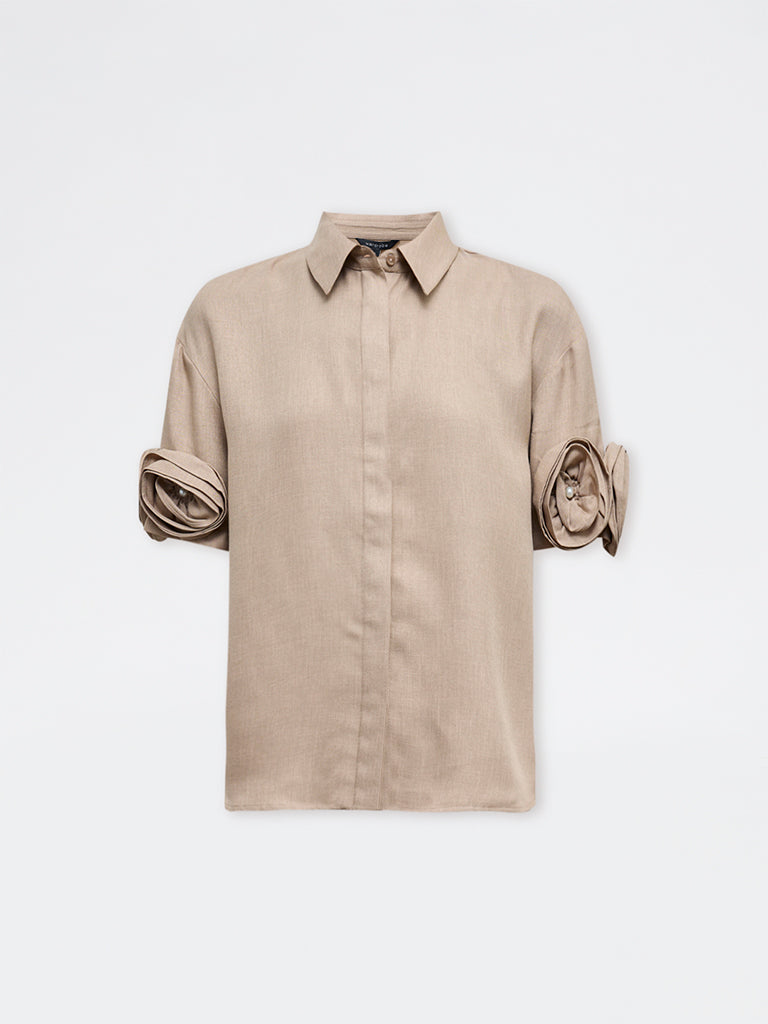 Wardrobe Taupe Rosette Detail Shirt