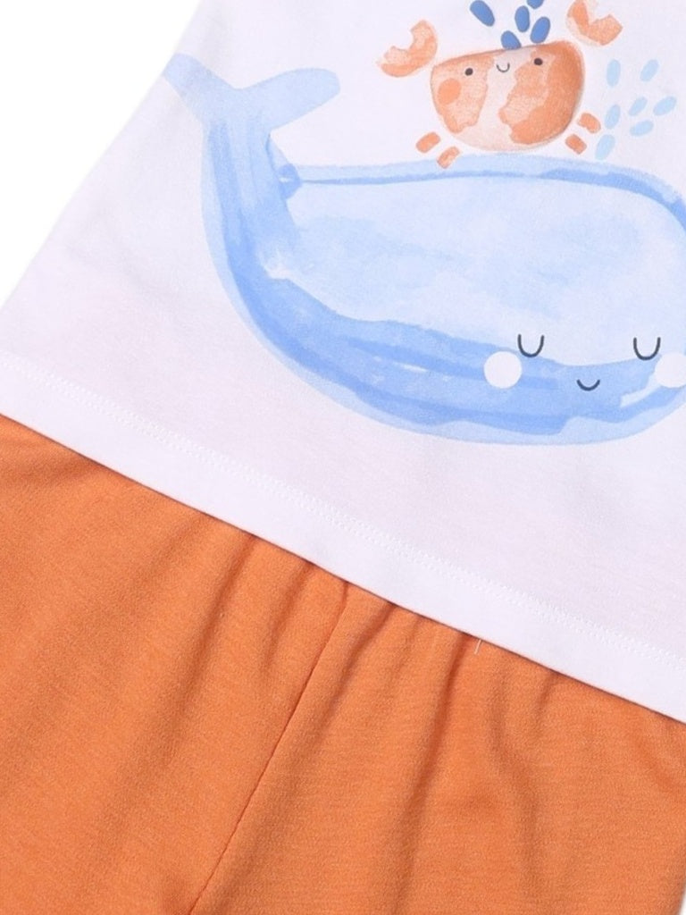HOP Baby Boys Multicolour Printed Cotton T-Shirt and Pants Set - Exclusive