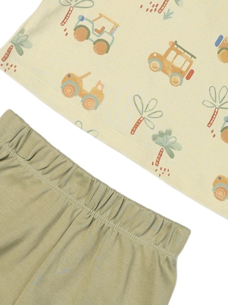 HOP Baby Boys Sage Printed Cotton T-Shirt and Shorts Set - Exclusive