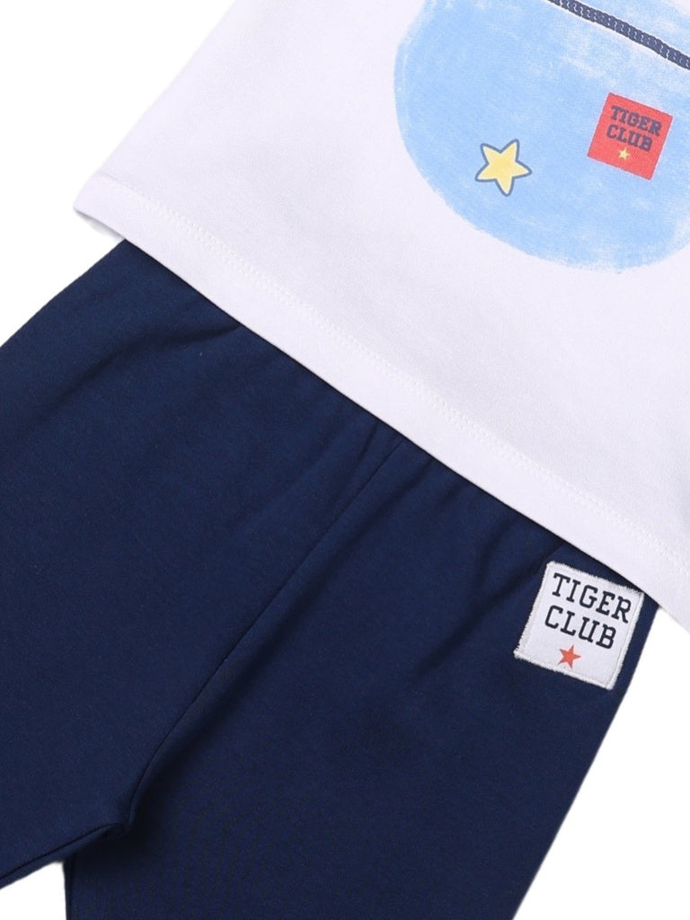 HOP Baby Boys Multicolour Printed Cotton T-Shirt and Pants Set - Exclusive