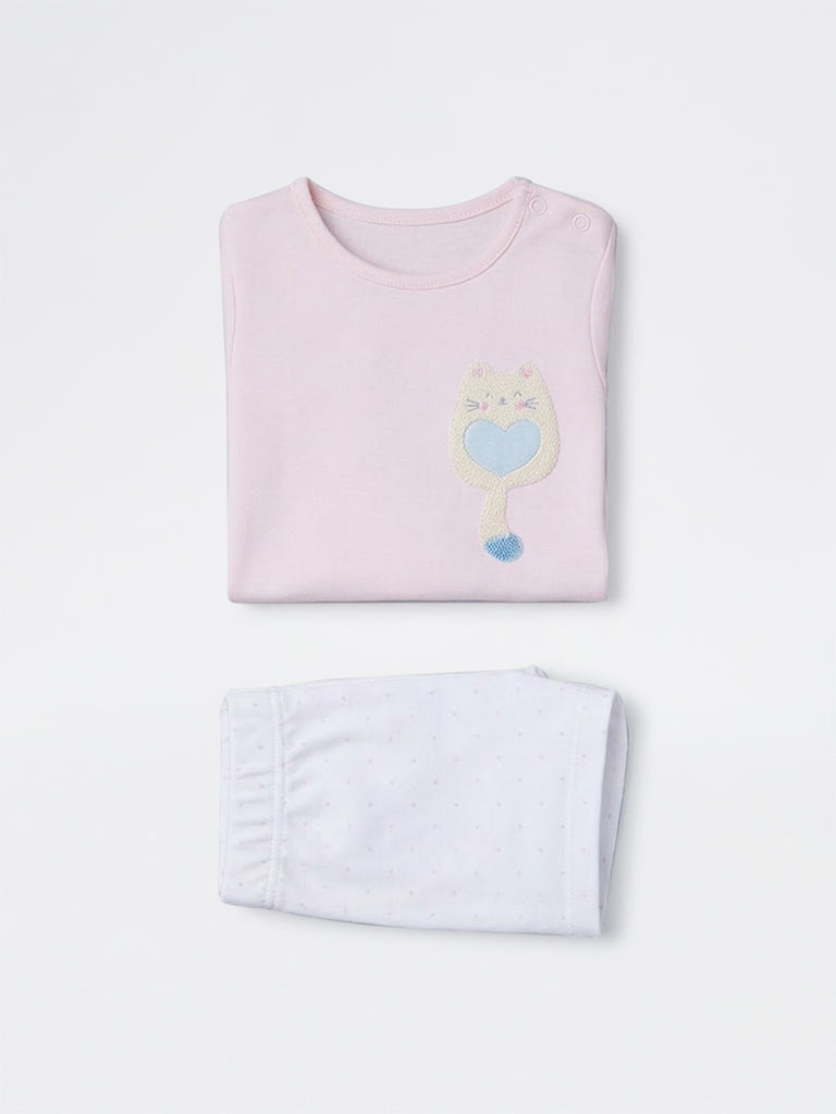 2-Piece HOP Baby Boys Pink Printed Cotton Set