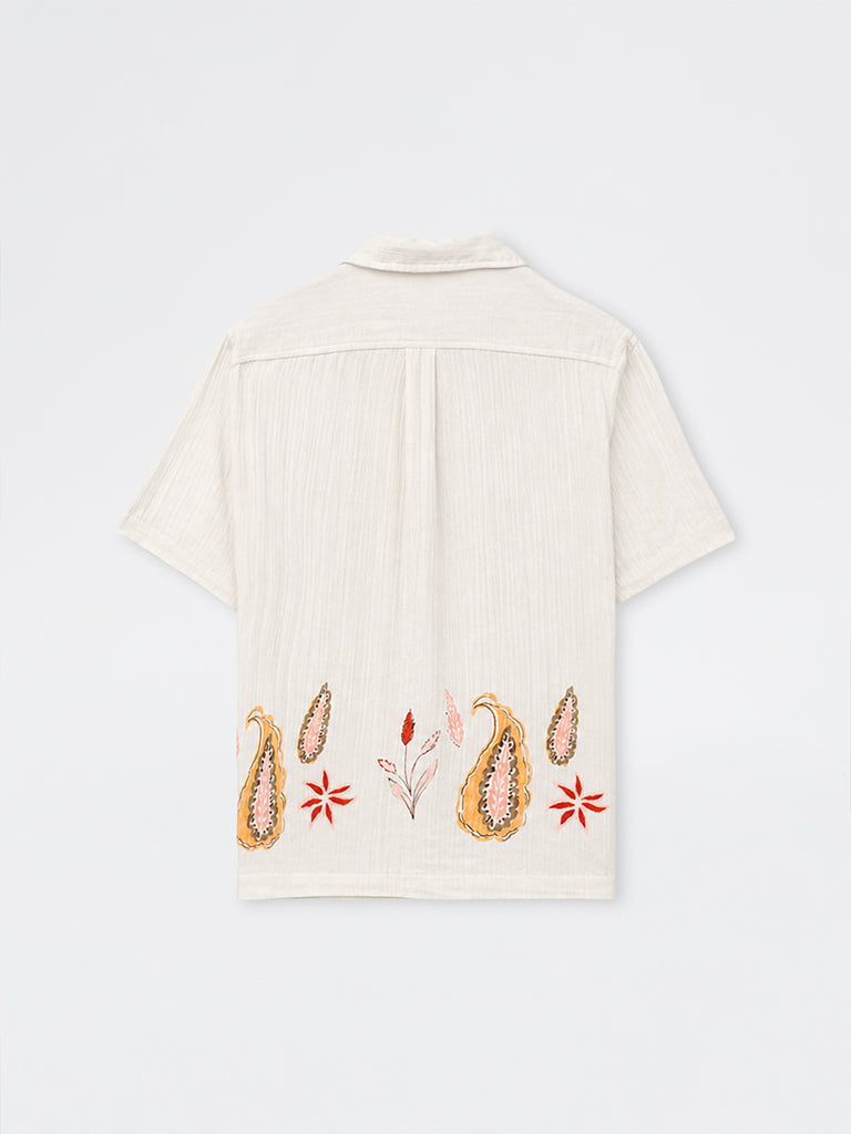 ETA Off-White Botanical Printed Relaxed-Fit Cotton Shirt