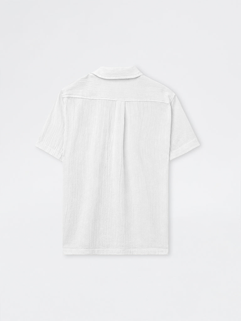 ETA White Embroidered Relaxed-Fit Cotton Shirt