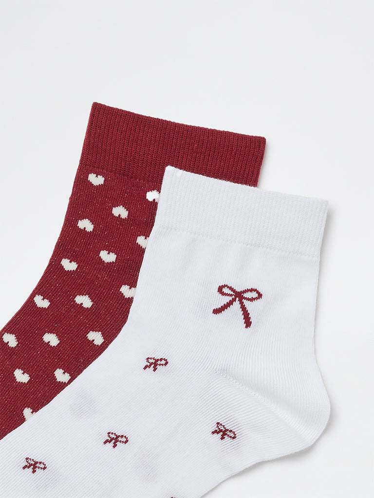 Superstar Red Printed Cotton-Blend Socks - Pack of 2