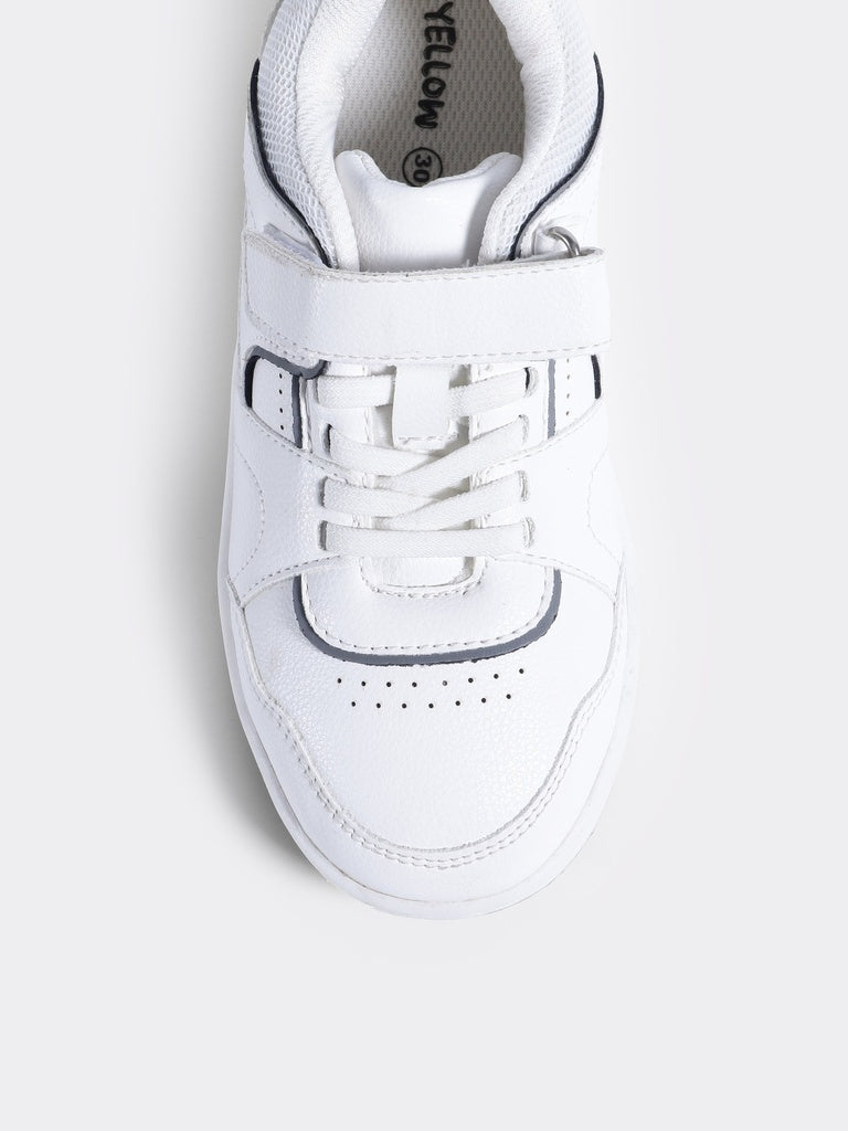 Yellow White And Grey Velcro Sneakers