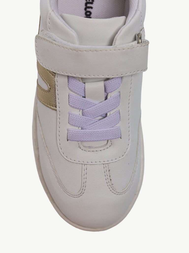 Yellow White and Gold Sparkle Deatiled Velcro Strap Sneakers
