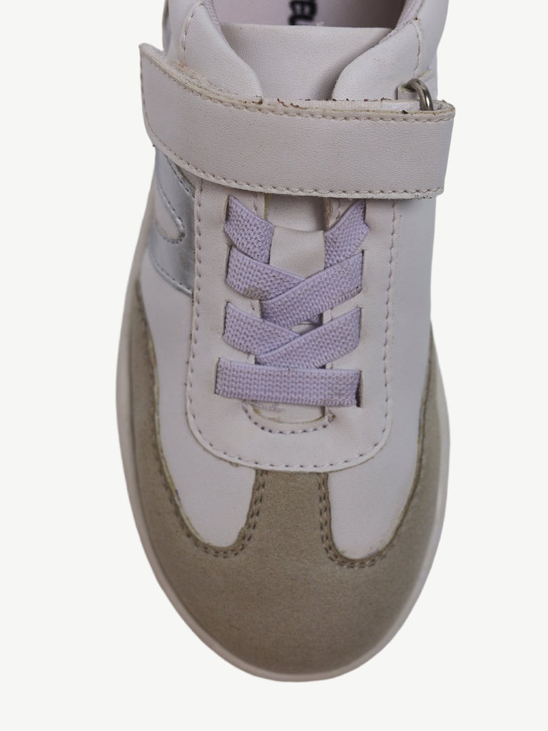 Yellow White and Silver Sparkle Deatiled Velcro Strap Sneakers