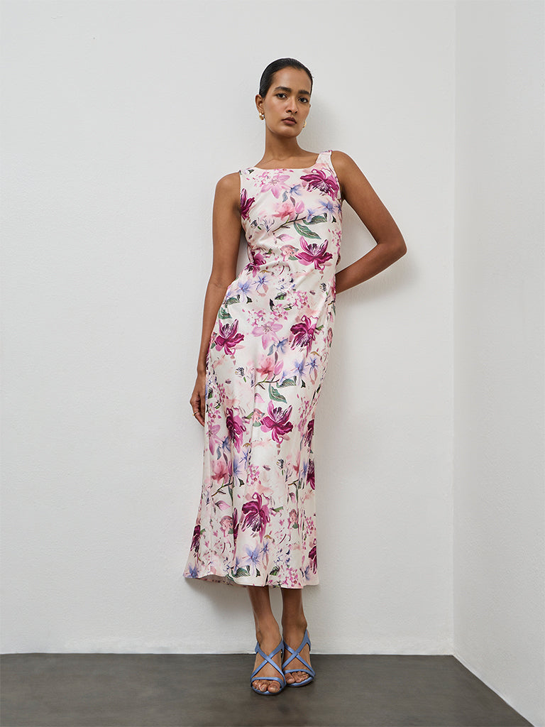 Buy Wardrobe Pink Floral Design A-Line Dress from Westside
