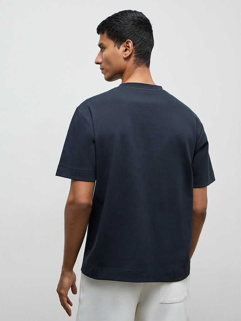 Nuoflexx Teal Text Printed Relaxed-Fit Cotton-Blend T-Shirt