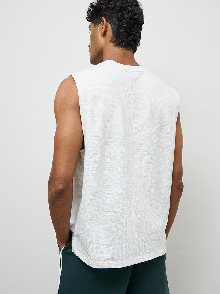 Nuoflexx Off-White Textured Relaxed-Fit Cotton-Blend T-Shirt