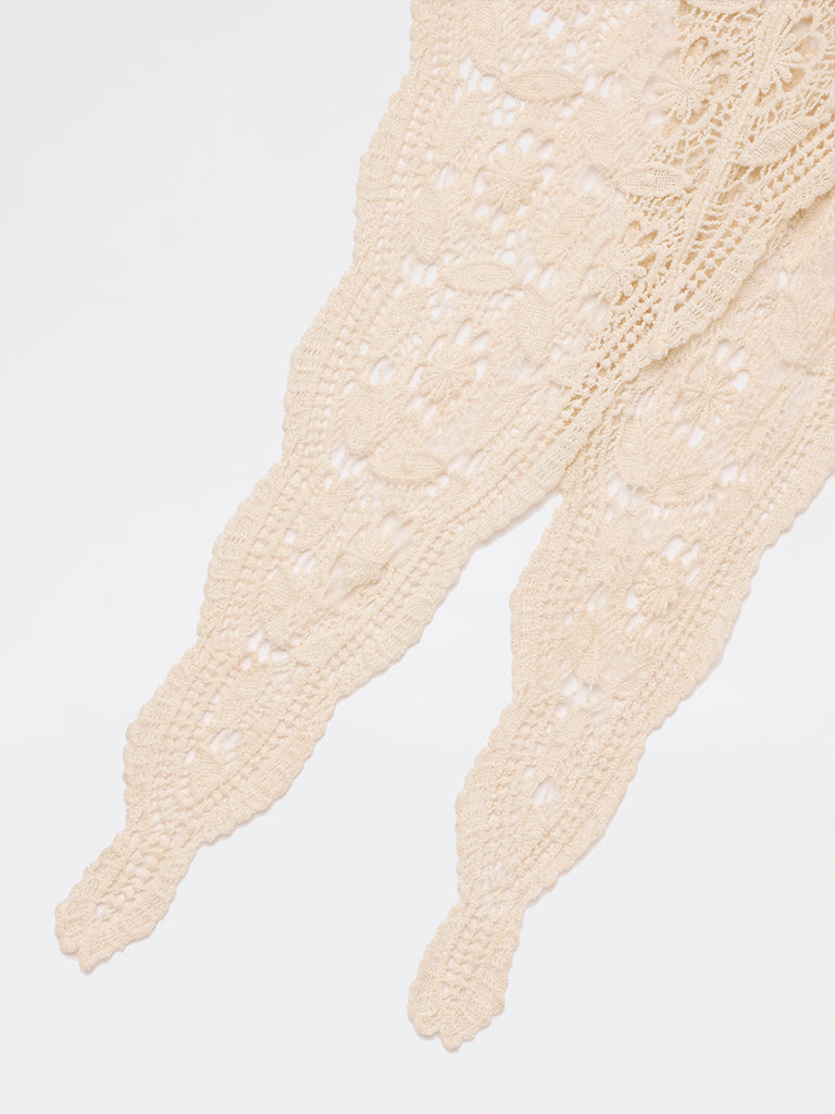 Westside Accessories Beige Crochet Design Scarf