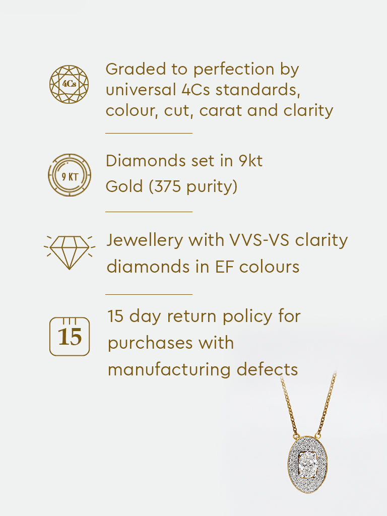 Oval Pave Solitaire Lab Diamond Necklace