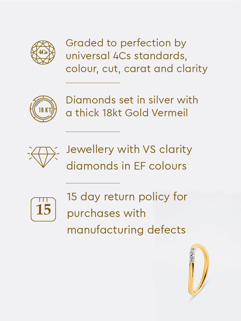 Yellow Lab Diamond 3 Stone Stackable Ring