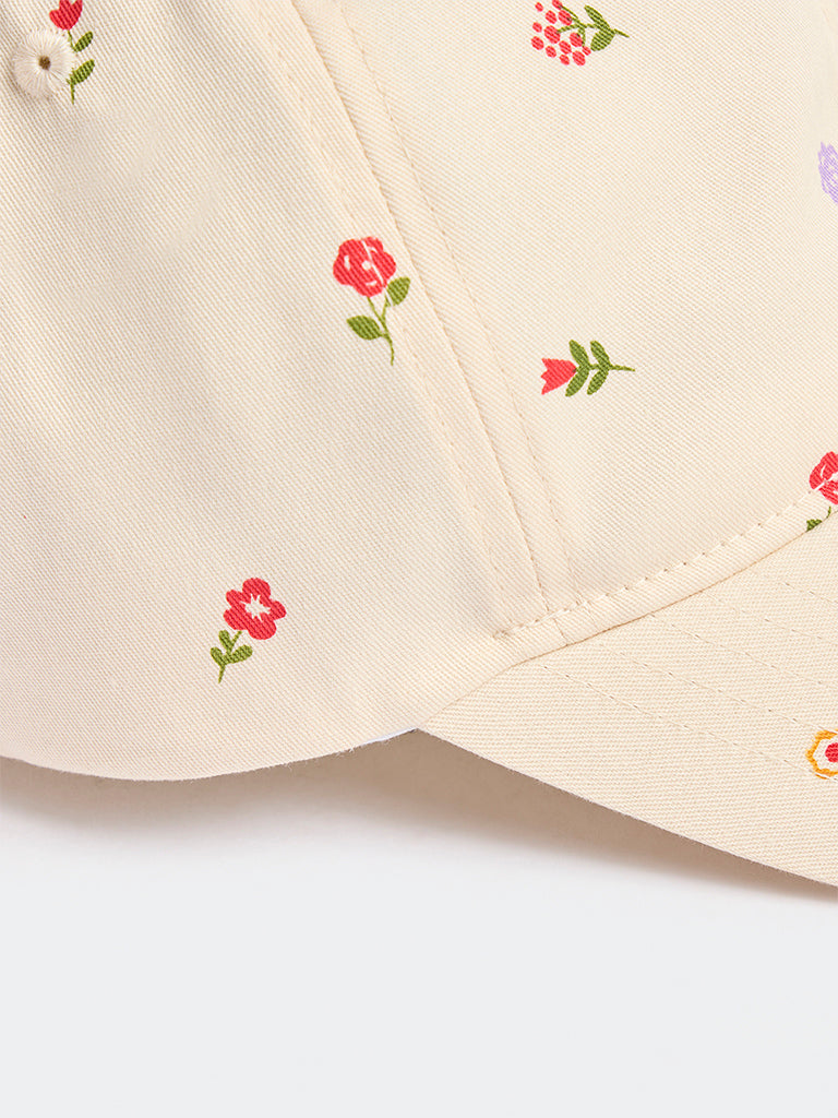Westside Accessories Light Peach Floral Printed Cap