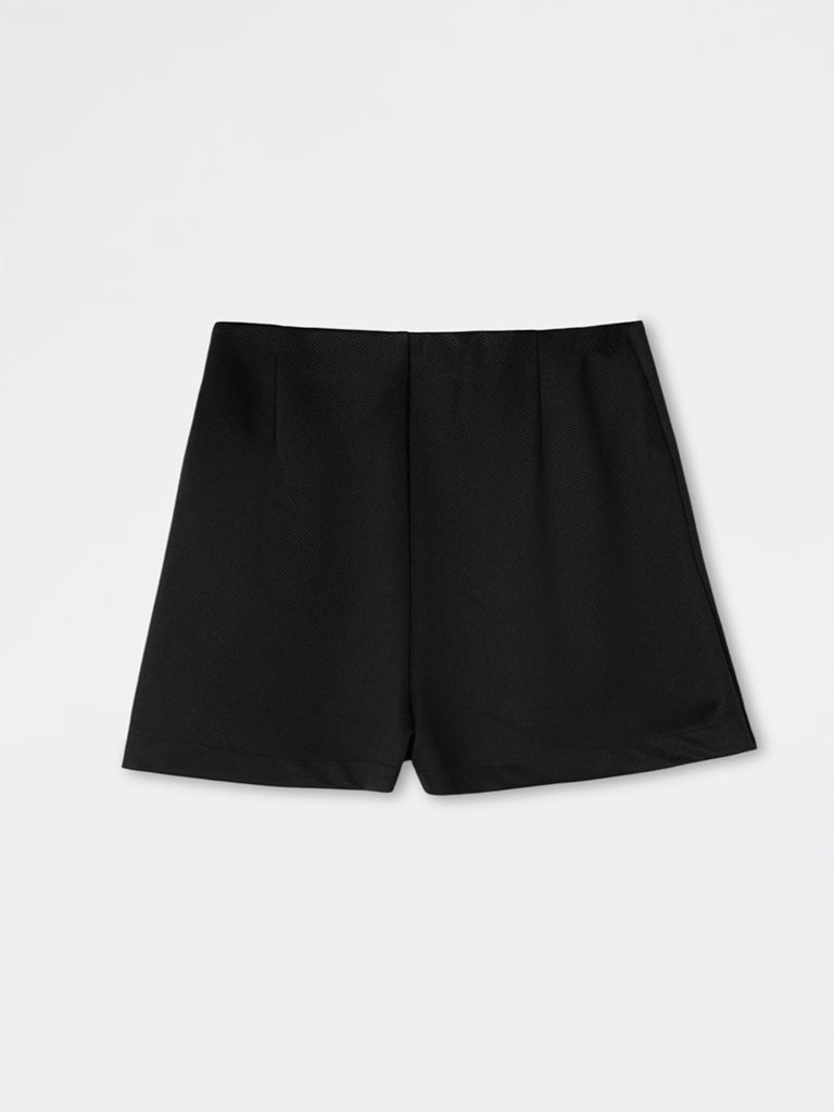 Wardrobe Black Button-Detail High-Rise Skirt