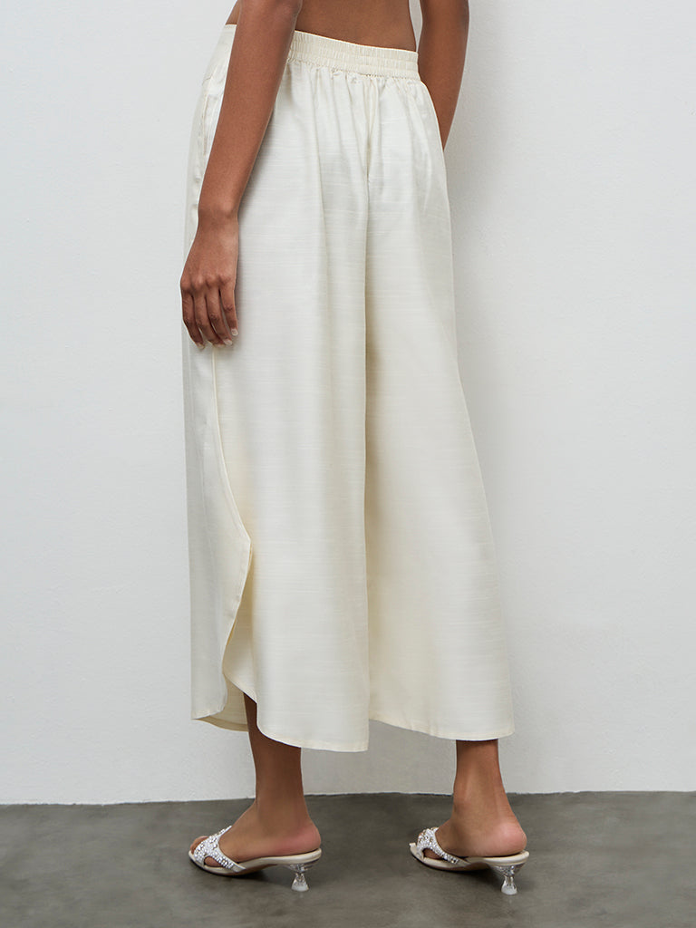 Zuba Ivory Solid Ethnic Pants