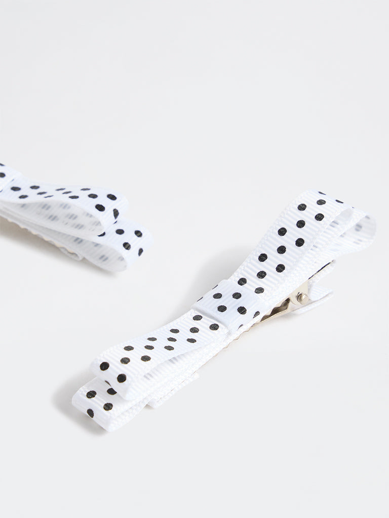 Westside Accessories White Polka Dot Bow Clips - Pack of 2