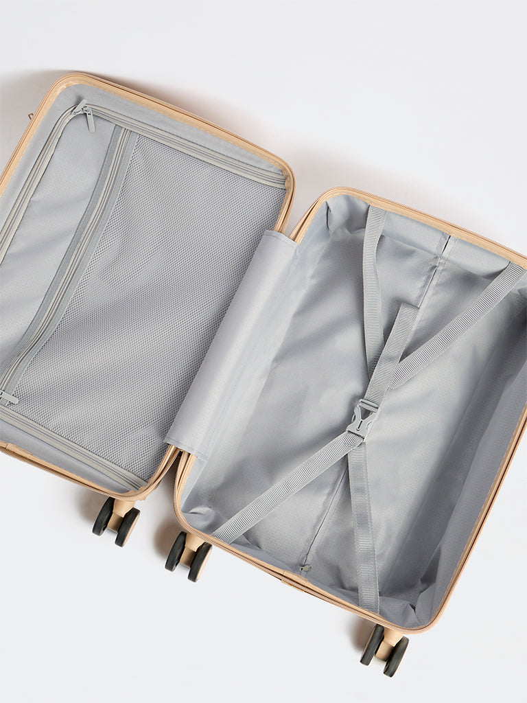 Westside Accessories Cream Ribbed Travel Suitcase