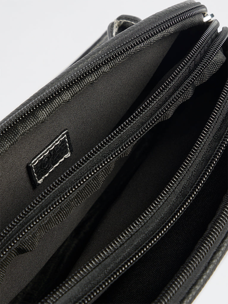 Westside Black Textured Shoulder Bag with a Scarf