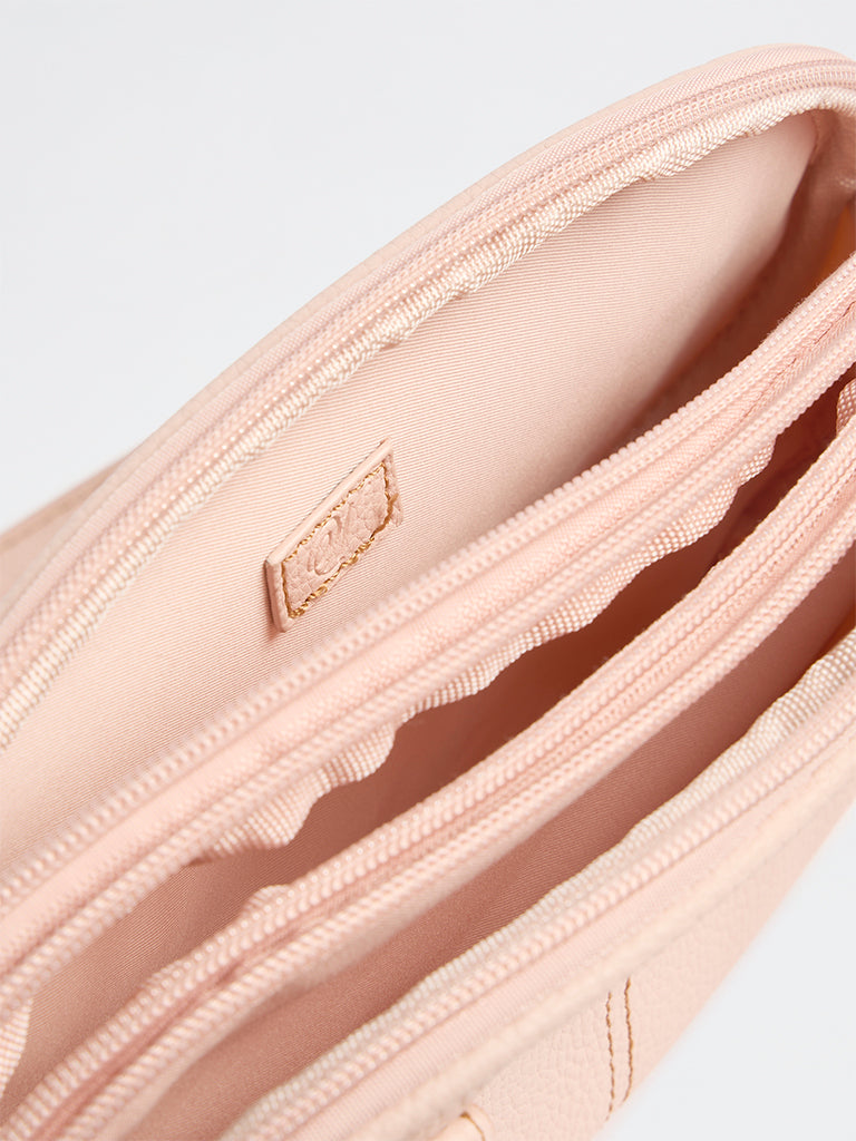Westside Pink Textured Shoulder Bag with a Scarf
