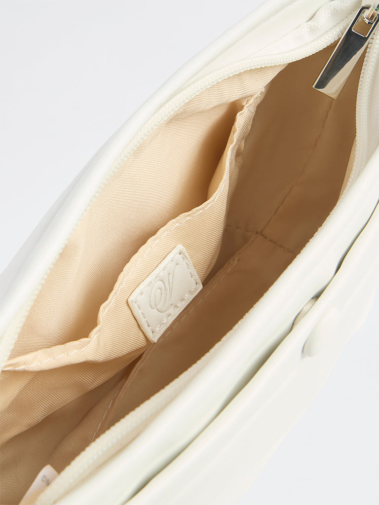 Westside White Button-Detail Sling Bag