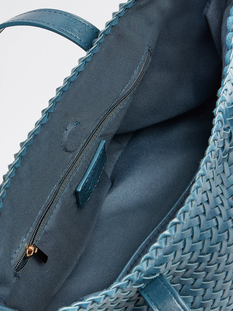 Westside Blue Woven Handbag