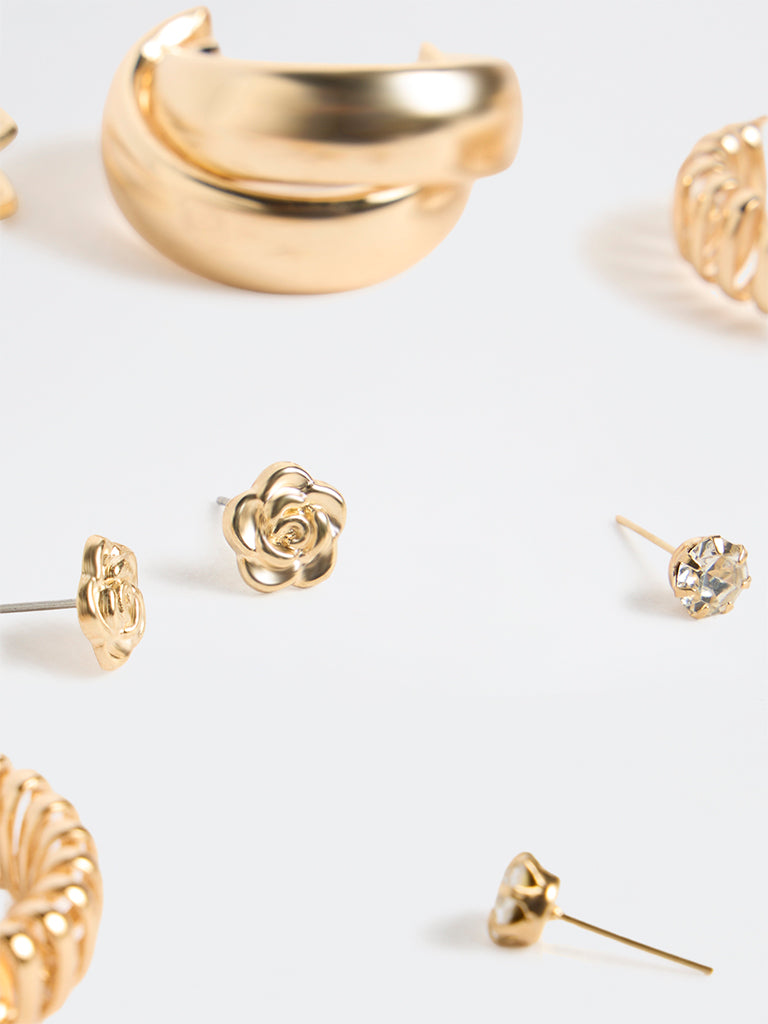 Westside Accessories Gold Stud and Hoop Earrings - Pack of 4