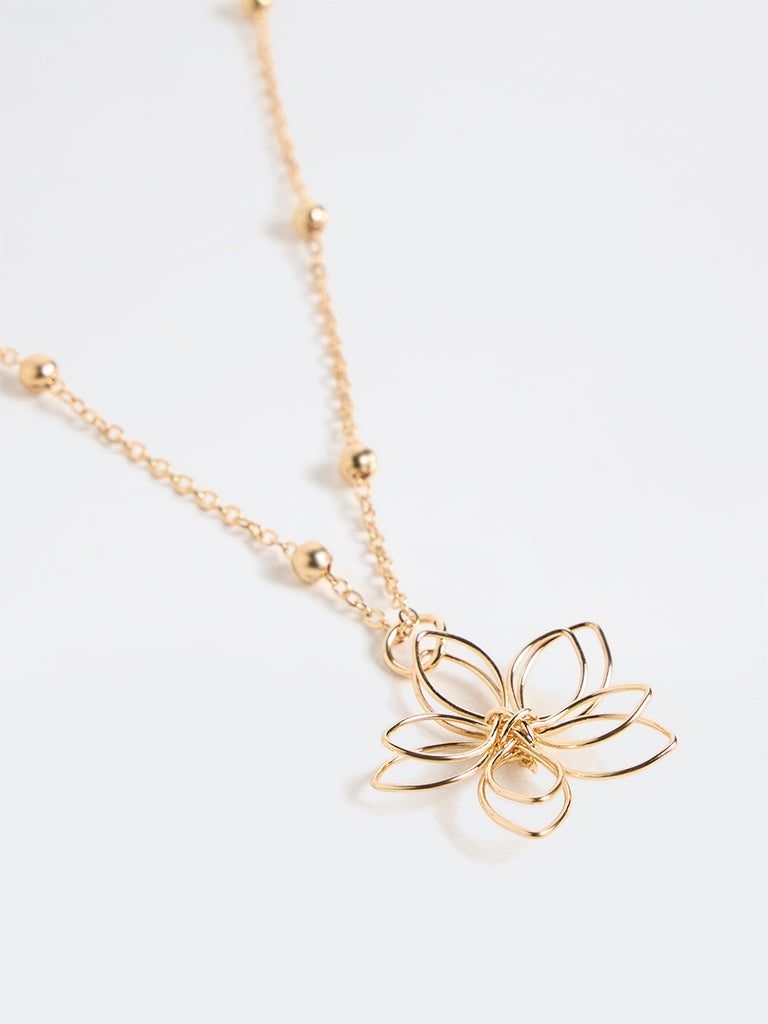 Westside Accessories Gold Floral Pendant Necklace