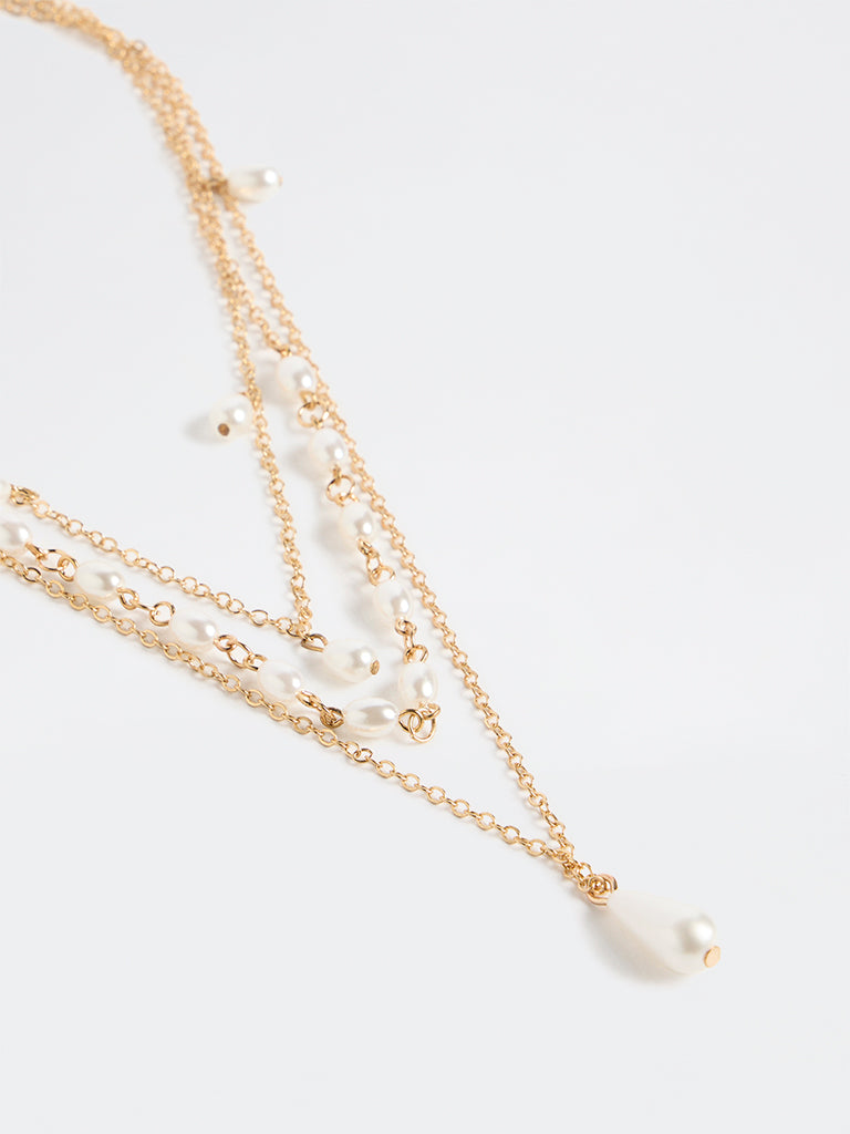 Westside Accessories Gold Pearl Necklaces - Pack of 3