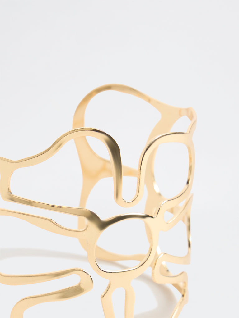 Westside Accessories Gold Floral Cutwork Cuff Bracelet