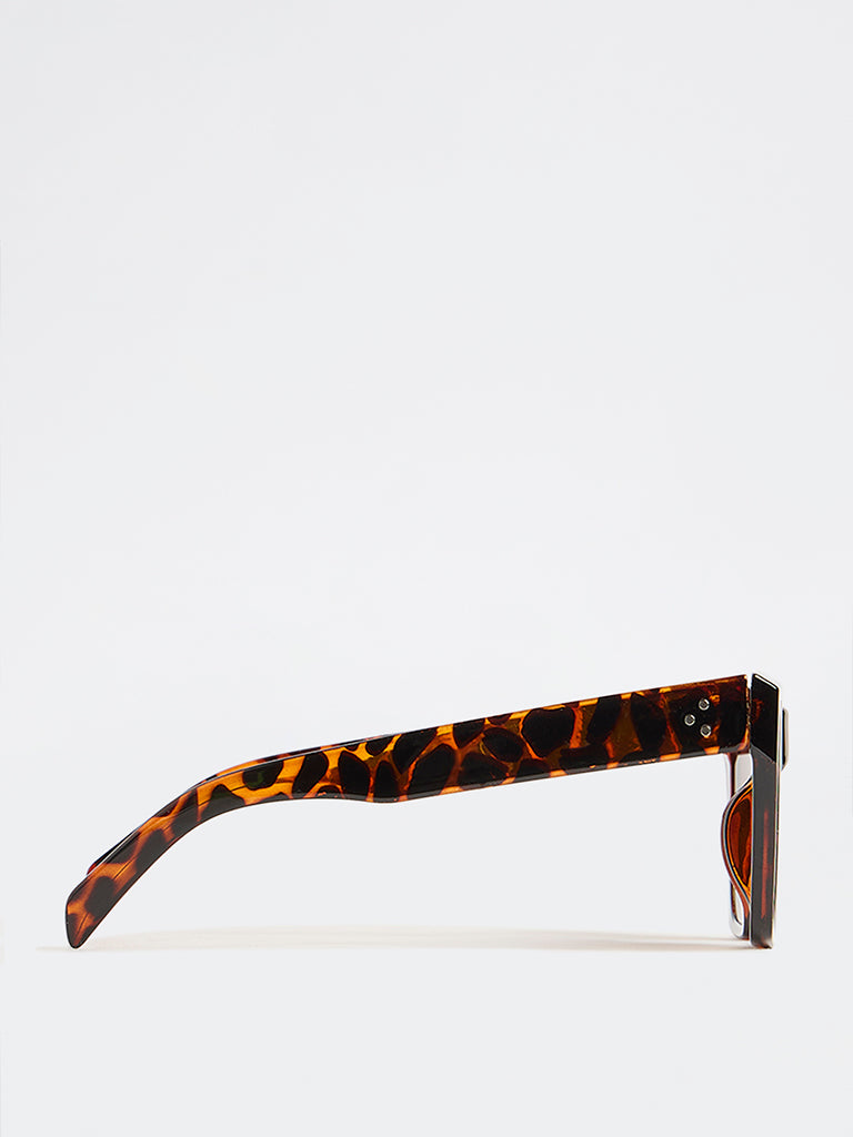 Westside Accessories Brown Tortoiseshell Oversized Sunglasses with Pouch