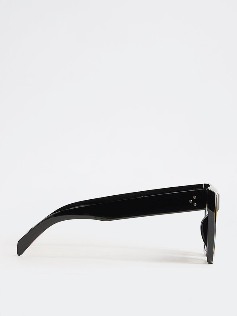 Westside Accessories Black Rectangular Sunglasses with Pouch