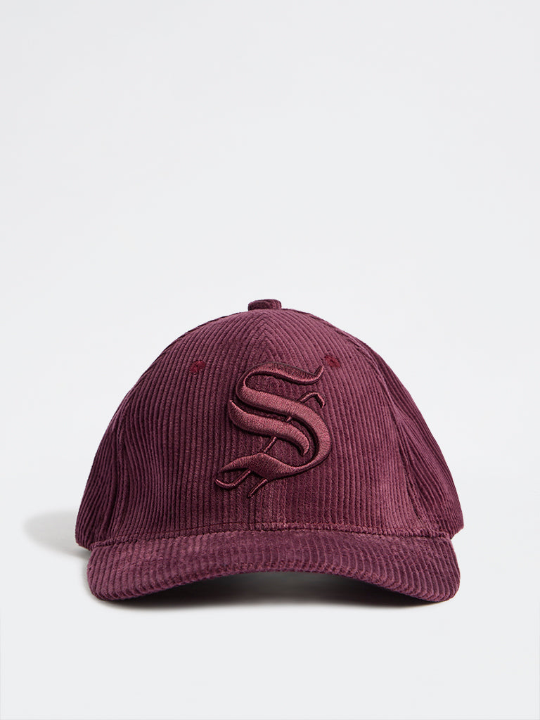 Buy Westside Accessories Dark Brown Text Embroidered Cap from Westside