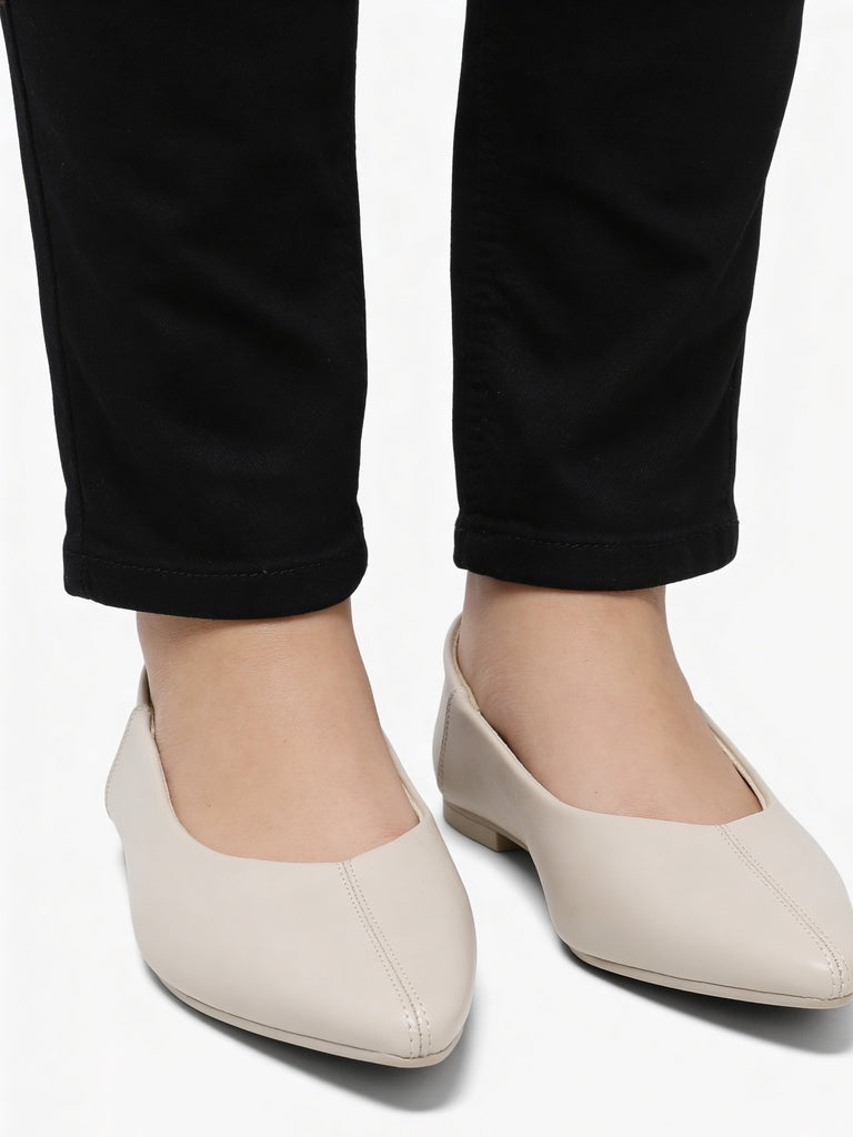 LUNA BLU Ivory Pointed Toe Ballerinas