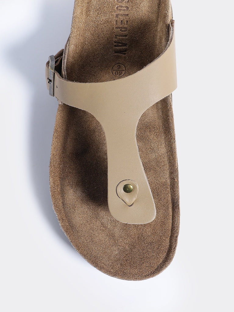SOLEPLAY Taupe Suede Comfort Sandals
